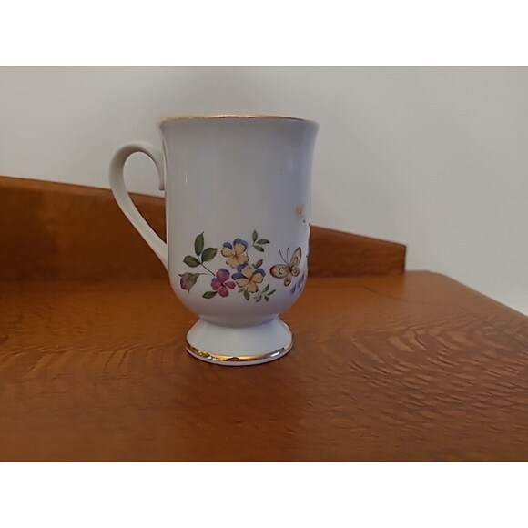 Set 4 Royal Domino Collection Pedestal Footed Mugs Floral Assorted Japan - Picture 8 of 15